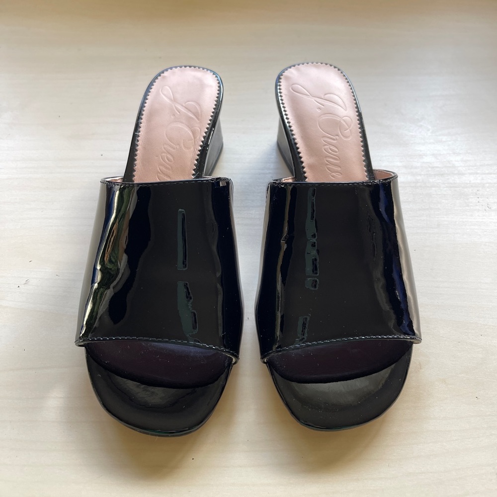 J. Crew Black Patent Leather Mules